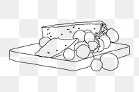 Cheese board png, food line art illustration, transparent background