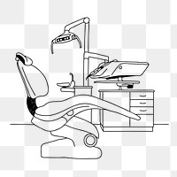 Dentist operation room png, healthcare line art illustration, transparent background