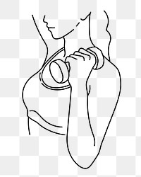 Woman exercising png, wellness line art illustration, transparent background