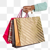 PNG Woman with shopping bags, collage element, transparent background