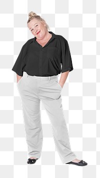 PNG happy plus size woman, transparent background