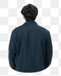 Png back, man in shirt image on transparent background