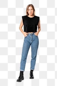 Cropped tee & jeans png transparent background