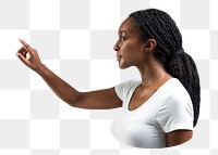 Png African woman pointing image on transparent background