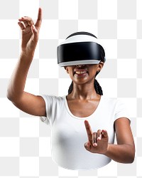 PNG woman experiencing VR, collage element, transparent background