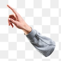 PNG Finger pointing at something collage element, transparent background