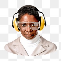 PNG Civil engineer with earmuff, collage element, transparent background