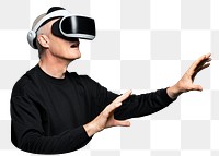 PNG man experiencing VR, collage element, transparent background