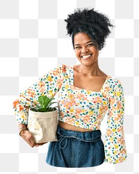 Plant lover png collage element, transparent background