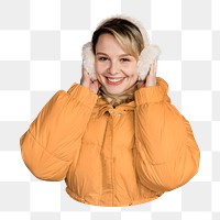 Woman winter outfit png image, transparent background