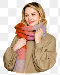 PNG woman in Winter outfit, collage element, transparent background