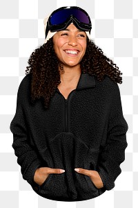 PNG woman in Winter jacket, collage element, transparent background