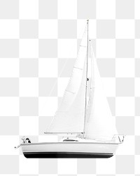 Sailing yacht png collage element, transparent background