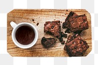 Brownie & coffee png collage element, transparent background