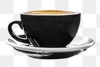 PNG Cup of hot cappuccino, collage element, transparent background.