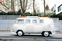 Classic microbus png van mockup, transparent background