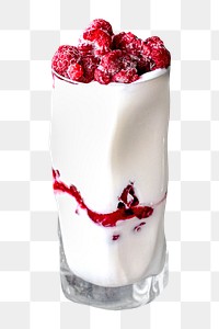 Yogurt raspberry png collage element, transparent background