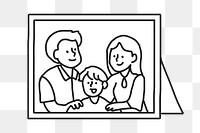 PNG Family photo flat line sticker, transparent background