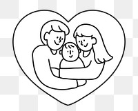 PNG Happy family mother father baby line art sticker, transparent background