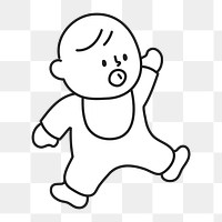 PNG Baby boy line art sticker, transparent background