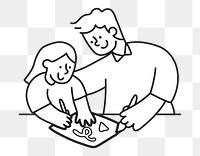 PNG Father daughter drawing time line art, collage element, transparent background