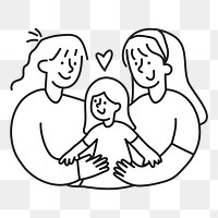 PNG Happy LGBTQ parenting line drawing sticker, transparent background