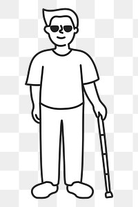 PNG Blind man line art sticker, transparent background
