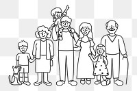 PNG Big family line art sticker, transparent background