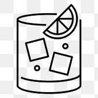 Cocktail glass png icon, line art design, transparent background