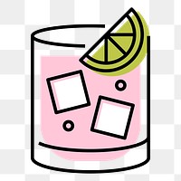 Cocktail glass png icon, line art design, transparent background