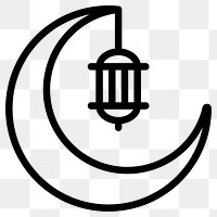 Crescent lantern png icon, line art design, transparent background