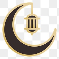 Crescent lantern png icon, line art design, transparent background