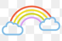 Rainbow weather png icon, line art design, transparent background