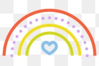 Rainbow weather png icon, line art design, transparent background