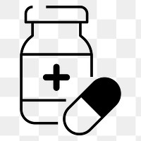 Medicine bottle png icon, line art design, transparent background