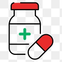 Medicine bottle png icon, line art design, transparent background