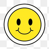 Smiling face sticker png icon, line art design, transparent background