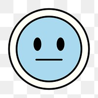 Poker face sticker png icon, line art design, transparent background