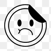 Angry face sticker png icon, line art design, transparent background