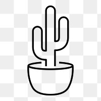 Cactus plant png icon, line art design, transparent background