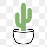 Cactus plant png icon, line art design, transparent background