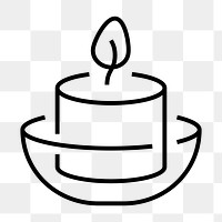 Scented candle aroma png icon, line art design, transparent background