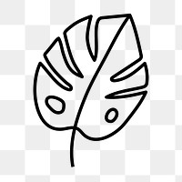 Monstera leaf png icon, line art design, transparent background