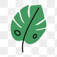 Monstera leaf png icon, line art design, transparent background