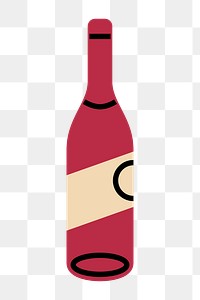 Wine bottle png icon, line art design, transparent background