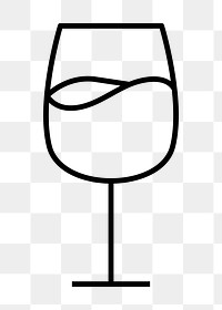 Wine glass png icon, line art design, transparent background