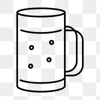 Beer glass png icon, line art design, transparent background