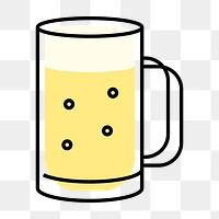 Beer glass png icon, line art design, transparent background