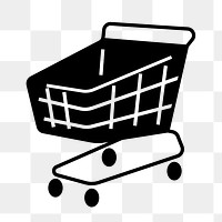 Shopping cart png icon, line art design, transparent background