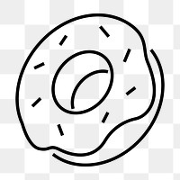 Donut food png icon, line art design, transparent background